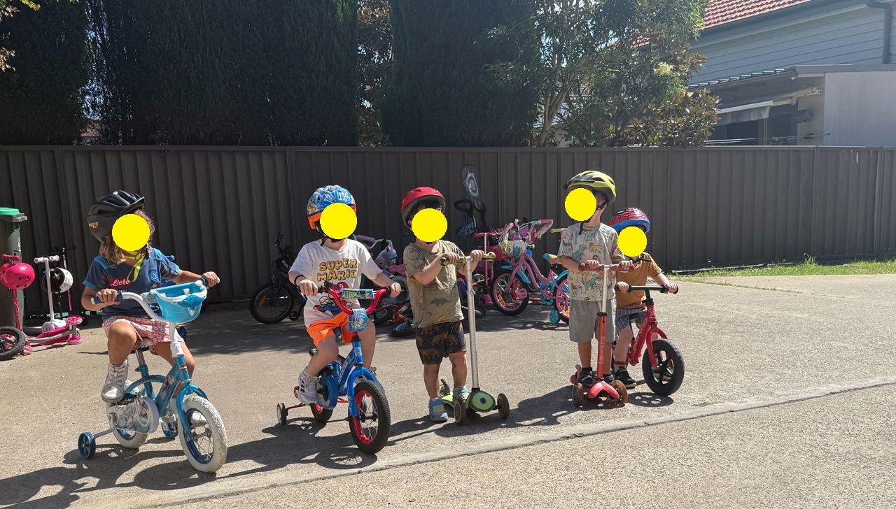 Child-led bike and scooter day promoting road safety and physical activity at Drummoyne childcare