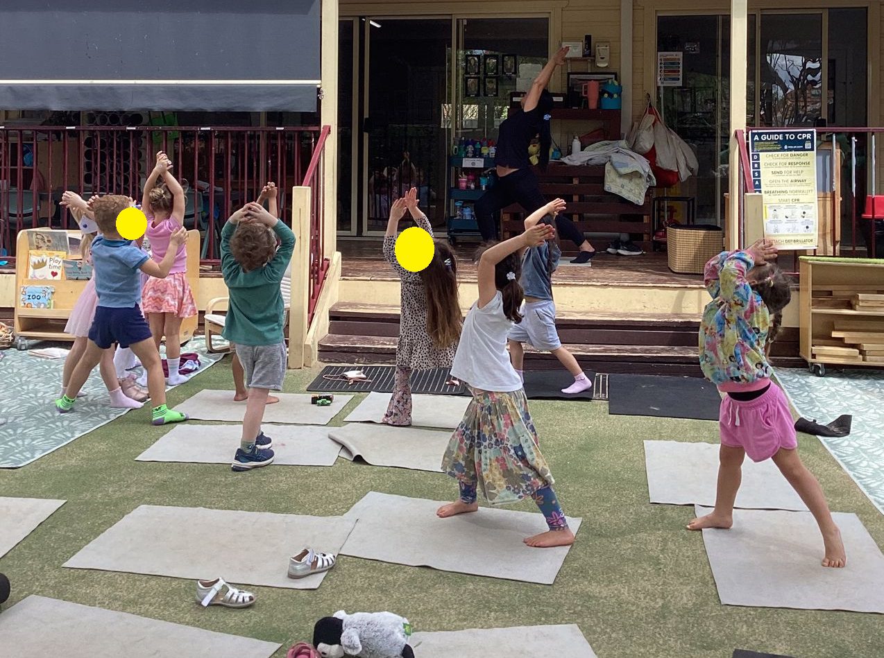 Children practising JarJums yoga for Aboriginal cultural connection and physical development